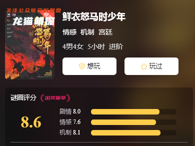 鲜衣怒马少年时剧本杀